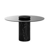 Karakter - Castore dining table Ø130, Nero Marquina / smoked glass