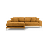 Jog venstrevendt chaiselong sofa i metal og chenille B286 x D242 cm - Sølvgrå/Gul