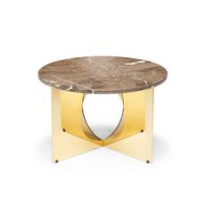 Design By Us - This Is Art Table - Marble - Sofabord - Grey - Gold - H35 x Ø60 Ø58 cm