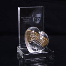 Golden Heart krystal skulptur med portræt