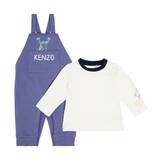 Kenzo Kids Baby cotton-blend top and overalls set - blue - 68