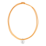 Orange String Necklace w. silver Lovetag - V