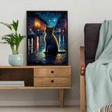pc Vincent Van Gogh Oil Painting Wall Art Cat Under Starry Night Wall Decor Classic Canvas Print Artwork Living Room Bedroom Abstract Picture Home Dec - Multicolor - 40*60,30*40,23*30