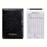 Waterproof Leather Golf Scorecard Holder With Statistic And Score Tracking - Protect Your Scorecard And Keep Track Of Your Game