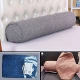 1pc, Linen Solid Color Body Pillow Cover Long Round Bolster Pillowcase Bed Sofa Neck Back Cushion Cover