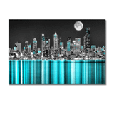 New York Urban Skyline Landscape Wall Art Canvas Painting Abstract Neon Building Posters Prints Picture For Living Room Decor - Blue - 20*30cm(7.87*11.81in) frameless,30*45cm(11.81*17.72in)frameless,40*60cm(15.75*23.62in)frameless,50*7