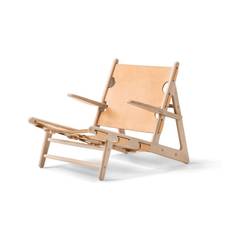 Fredericia Furniture 2229 Jagtstolen af Børge Mogensen SH: 28 cm - Naturfarvet Læder/Olieret Eg