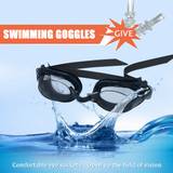 SHEIN Waterproof Anti-Fog High Definition Swimming Goggles With Adjustable Nose Bridge, Silicone Frame, Clear Lenses And Earplugs, Ideal For Beach Essential