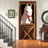 hvid hest mønster selvklæbende dørklistermærker dagligstue dekorative hjem vandtætte vægklistermærker aftagelige pvc boligdekoration vægskilt vægdekoration 1 stk 77x200cm (30,3x78,7) Lightinthebox