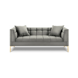 Karoo 2-personers sofa i metal og velour B185 x D85 cm - Guld/Lysegrå
