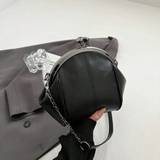 SHEIN Leisure Retro Black PU Clip Bag With Dual Metal Chain Single Shoulder Crossbody Large Capacity Women's Bag