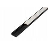 PVC profil til LED strip - 1 meter, sort, med mælkehvidt cover