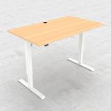 Compact hæve/sænkebord, 140x80 cm, Bøg/hvid