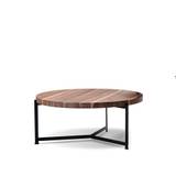 Dk3 - Plateau Coffee Table - Ø 80 cm - Höjd 45 cm, Skiva i Vitoljad ek, Underrede i Svart pulverlackerat stål