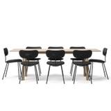 Decotique Milo/habit Spisebordssæt 180+40 Cm Naturligt / Fløjl - Spisestuemøbler Eg Sort - 142276-320025X8