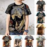 Børn Drenge T-shirt T-shirt Dyr Dinosaurus Kortærmet Crewneck Børne Top Afslappet Sej Daglig Sommer Flerfarvet 3-12 år Lightinthebox