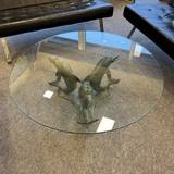 Rundt Sofabord med Delfiner - Patineret Bronze - DEMO