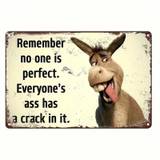 SHEIN Whimsical 'Embrace Imperfection' Donkey Decor Sign - Durable Vintage Wood, Multi-Use Wall Hang, 8x12 Inch