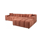 Cube højrevendt chaiselong sofa i chenille 325 x 195 cm - Rødrosa