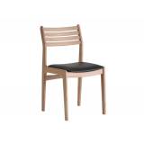 Casø Anne spisebordsstol (sort læder sæde, sortbejdset eg)