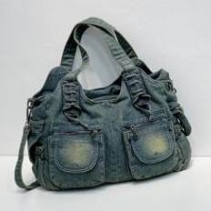 Blue Retro Washed Denim Bag - Blue - one-size