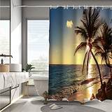 strand havvand kokos træ landskab print badeforhæng med krog moderne polyester bearbejdet vandtæt badeværelse Lightinthebox