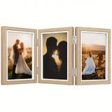 SHEIN 1pcs 6inch/7inch Creative Triple Hinged Photo Frame, For Tabletop Stand, Cute Picture Frame