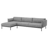 IKEA - ÄPPLARYD 4-pers. sofa med chaiselong, Lejde grå/sort