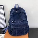 SHEIN Women's Large Capacity Denim Retro Backpack, All-Match For Campus, Festival Gifts, Solid Color, Simple Style