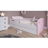 Baby seng med madras 80x160 hvid/ lyserød JULIETTA