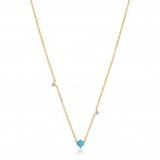 14kt Gold Turquoise and White Sapphire - Guld Halskæde