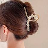SHEIN 1pc Women Flower & Cubic Zirconia Decor Glamorous Hair Claw For Hair Decoration Elegant