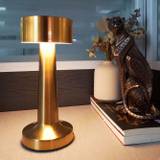pc Scandinavian LED Metal Dumbbell Table Lamp USB Rechargeable Touch Dimming Eye Care Table Lamp INS Bedroom Vintage Ambient Light Night Lights - Champagne Gold - one-size