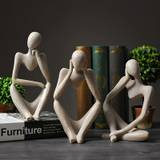 3pcs, Thinker Statue Golden Decor Abstract Art Sculpture, Golden Resin Collectible Figurines For Home Living Room Office Shelf Decoration, Great Gift Ideas
