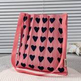 SHEIN Ne Piece Medium Bag Peach Pink Foldable Heart-Shaped Knitted Breathable Crochet Lightweight Foldable Portable Easy Carry Lightweight Open Casual Women