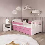Børneseng med madras og skuffe 80x160 hvid/ lyserød CLASSIC