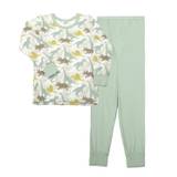 Pyjamas i sart lysegrøn økologisk bomuld med dinosaurprint - 150