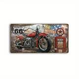 1pc, Tin Sign Metal Poster Motorcycles At Gas Station Classic Route 66 Wall Plaque Decoration For Home Bar Room Garage Garden Man Cave Retro Vintage Style (6x12 Inch)