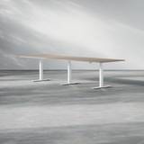 Hæve sænke konferencebord Modul, Størrelse 320 cm, Ben Hvid, Farve Valnød