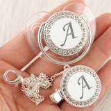 26 Letter Silver Transparent Baby Pacifier with Newborn Clips without Bpa Upscale Bling Nipple Soothing Chupeta 0-12 Months - G