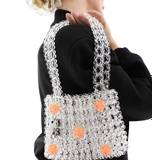 Glamorous - Gennemsigtig håndtaske med perler og appelsiner-Orange