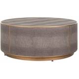 Classio sofabord i vegansk læder og stål Ø100 cm - Antik guld/Gråbrun