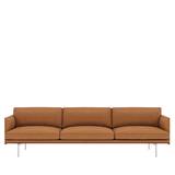 Muuto Outline Sofa - 3.5pers. - Cognac Grace Leather - Alu Stel