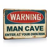 1pc Warning Sign Man Cave Signs And Decor, Vintage Decor Warning Man Cave Enter At Your Own Risk Metal Decor Metal Funny Style Tin Posters