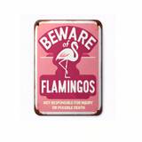 SHEIN 1pc"Vintage Style Metal Warning Sign'Beware Of Flamingos' Humorous Decorative Caution Plaque For Home,Garden And Business,Retro Safety Signage With Pr