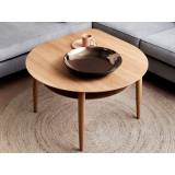 Thomsen Furniture Katrine Nordic sofabord m. hylde (røgfarvet eg finér med sort kant, rund bordplade, large)