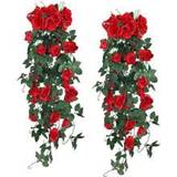 PC Artificial Flowers Roses Plants Vine ValentineS Day Gift Decoration Home Decoration Flower Rattan Dining Table Vase Decorations Dining Room Bedroom - Red - 1pc