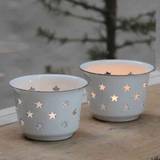 Ib Laursen Candle Holder with stars for Tealight Holder - Enamel - White