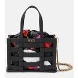 Pucci Cage Mini leather and silk tote bag - black - One size fits all