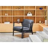 Andersen Furniture LC1 loungestol (Sortlakeret eg massiv stel, Sort læder)